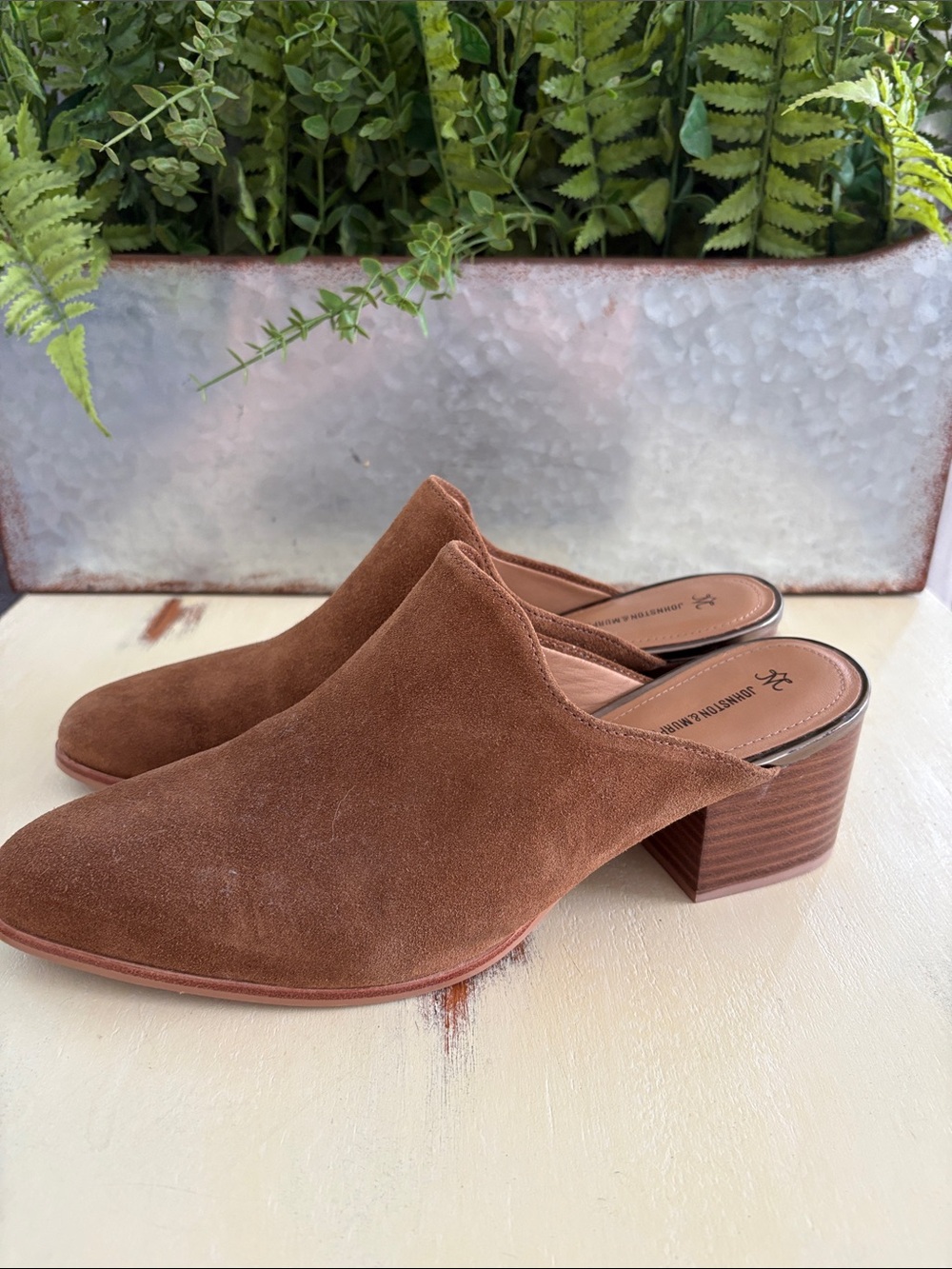 Johnston & Murphy Trista Suede Mules Brown Leather Slip-On Women’s Size 11 - Picture 3 of 8